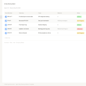 Agile Daily Standup Notion Template Preview